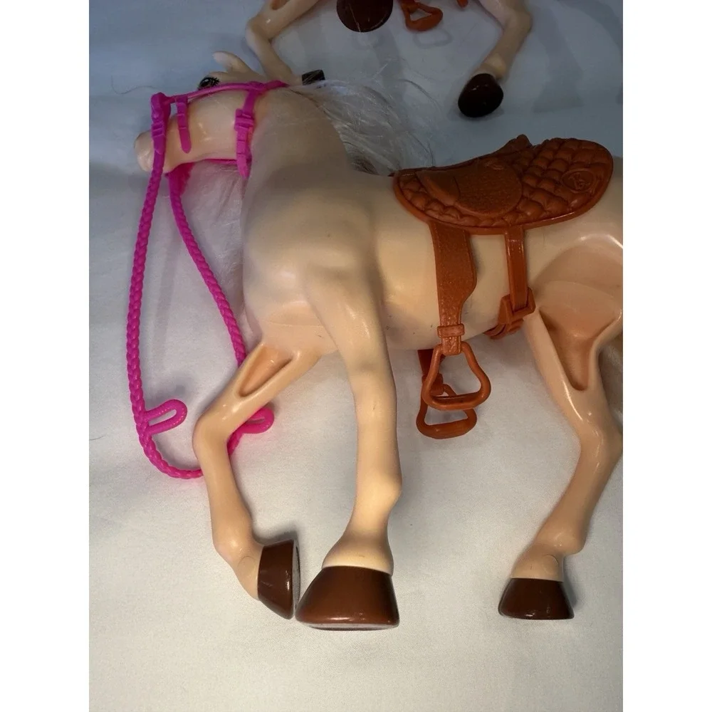 Light Brown Horse with Saddle, Bridle & Reins 2 Horses In Total For Barbies Doll